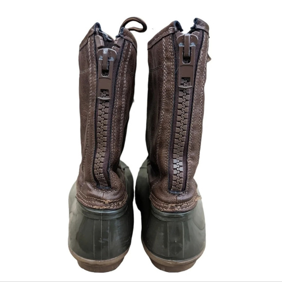 Madden Girl Duck Boot Flurry Woman's Size 8.5 Olive Green Rubber Brown Leather - Picture 2 of 6